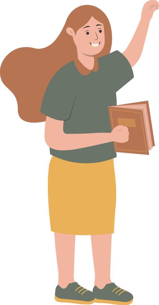 Woman Student Walking and Carrying Books vector