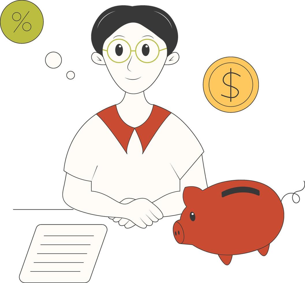 Woman Invesment Concept Illustration with Piggy Banks vector
