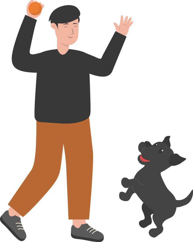 Owner with Pet Dog vector