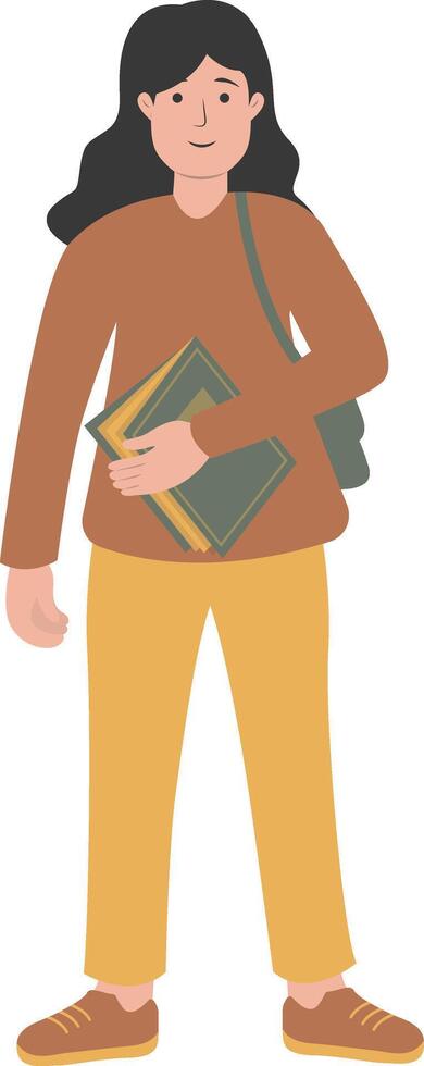 Female Student Carrying Books vector