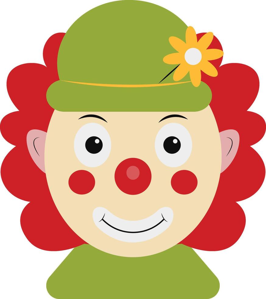 Smile Clown Mask with Red Hair and Hat vector