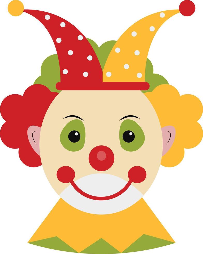 Funny Clown Mask with Red and Yellow Hair vector