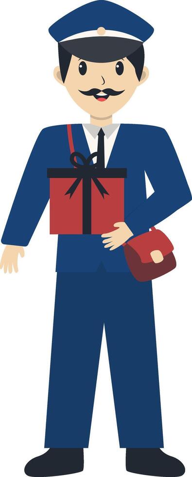 Postman Character Holding Box vector