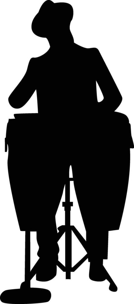 Men Jazz Conga Player Silhouette vector