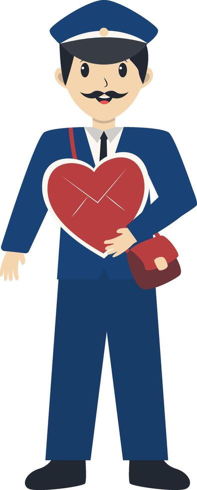 Postman Character Sending Heart vector