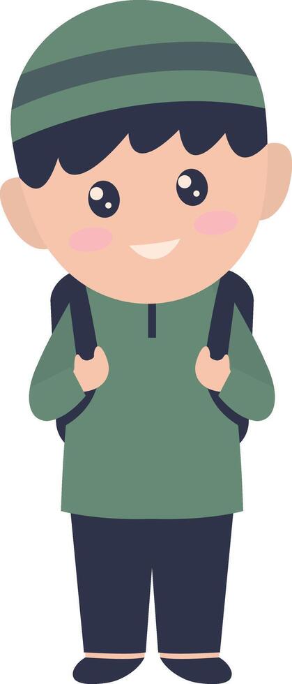 Boy Muslim Character with Cute Expression vector