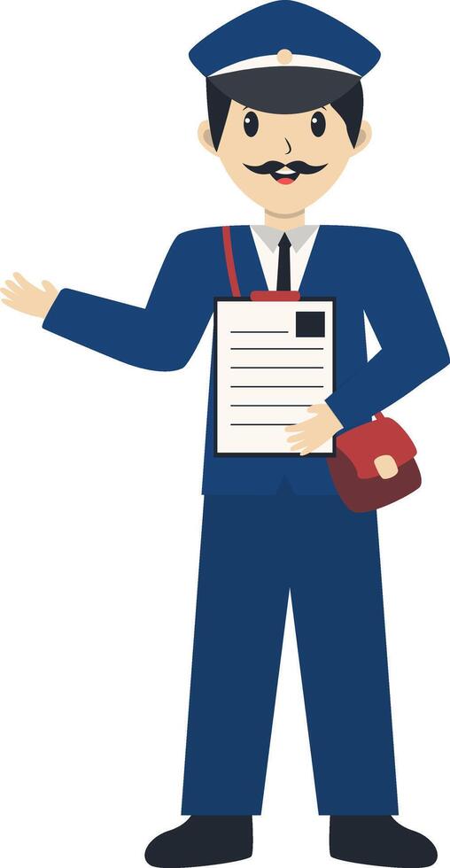 Postman Character with Carrying Checklist vector