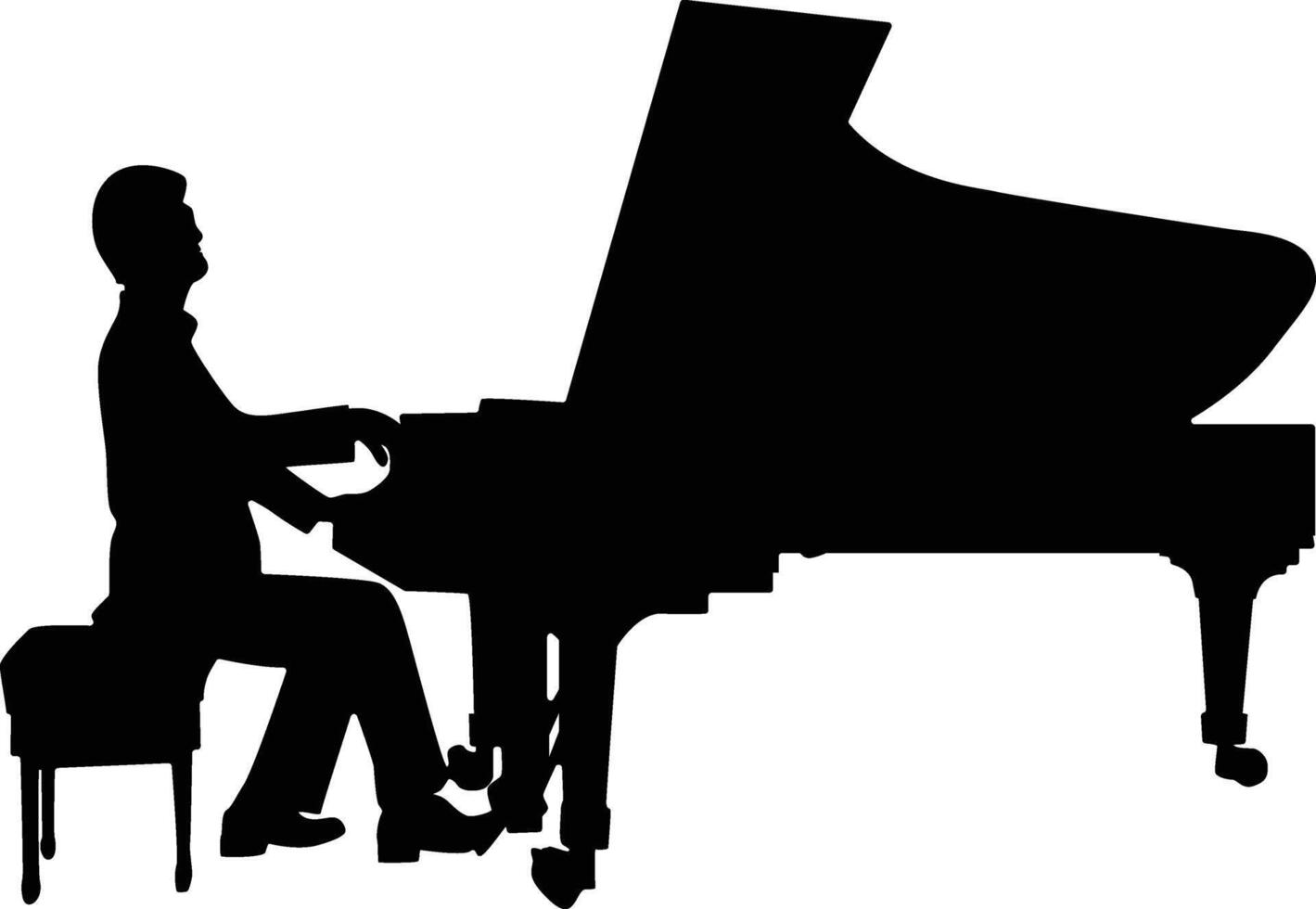 Guy Jazz Pianist Silhouette in Sitting Pose vector