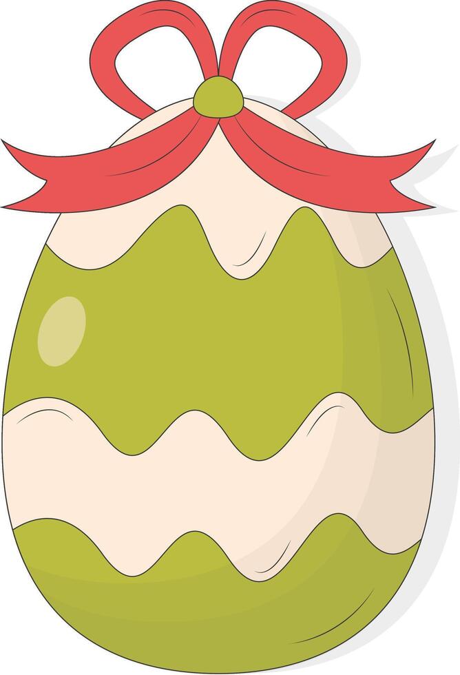 Green Easter Egg with Red Ribbon vector
