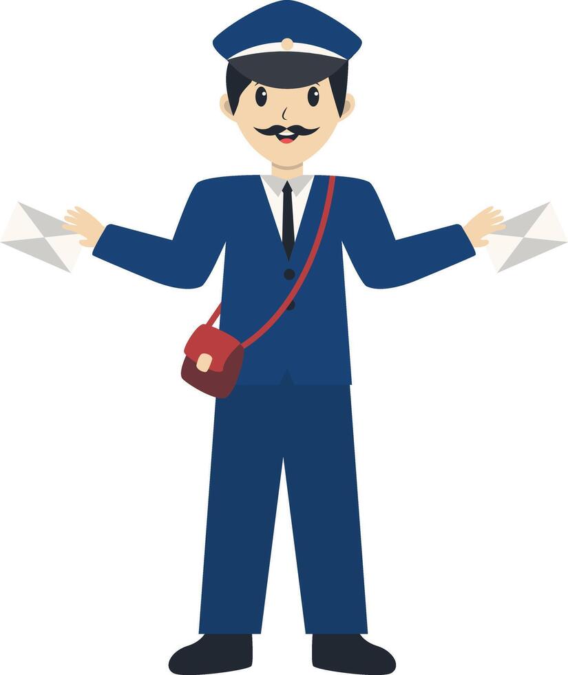 Postman Illustration Sending Envelope vector