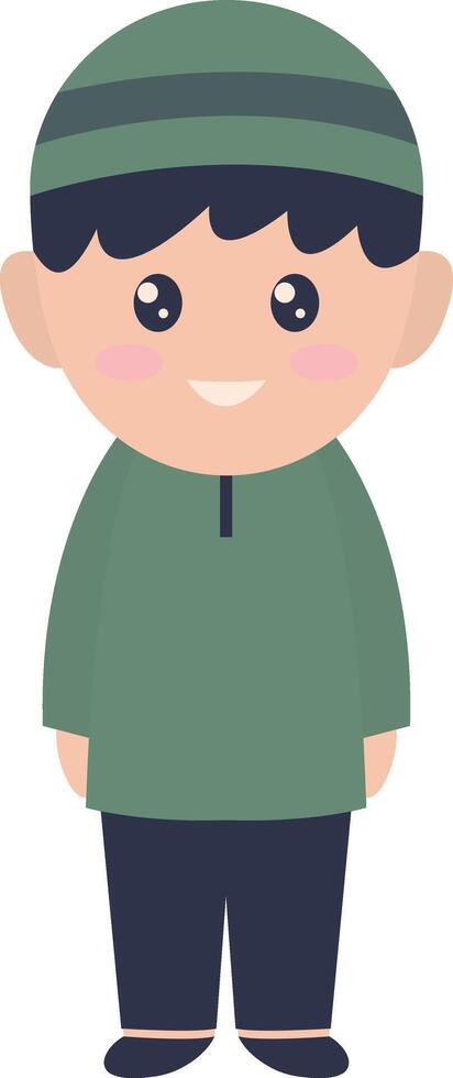 Boy Muslim Character with Cute Expression vector