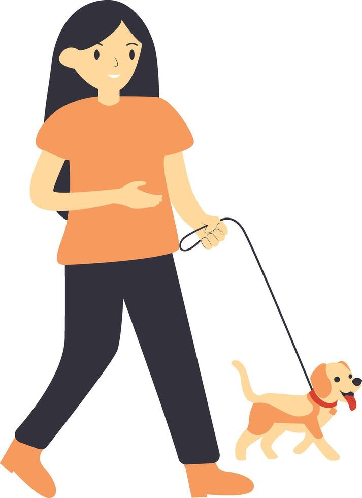 Women and Pet Walking Illustration vector