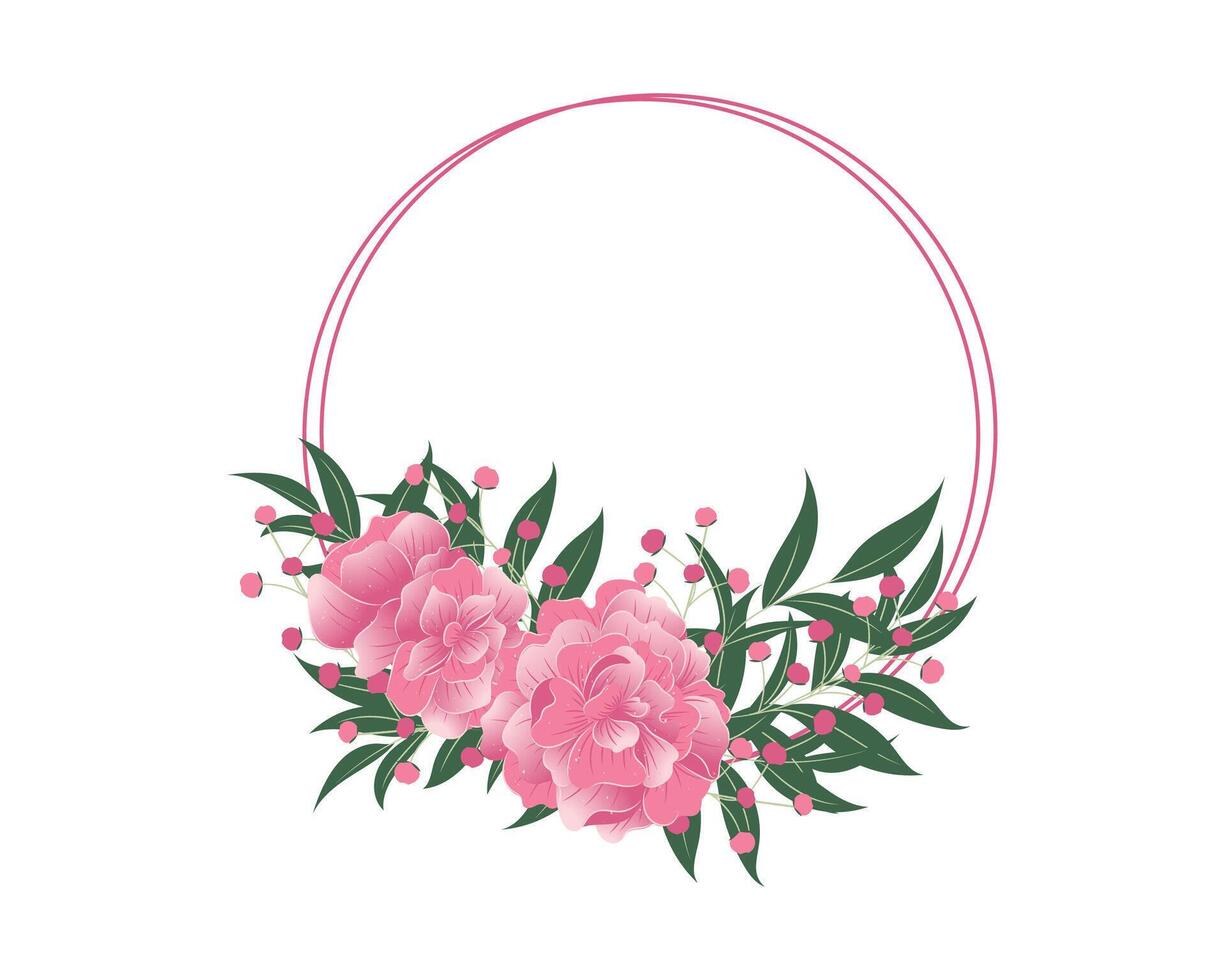 bouquet of roses in Circle Frame, suitable for wedding card, Invitation, and greeting Card vector