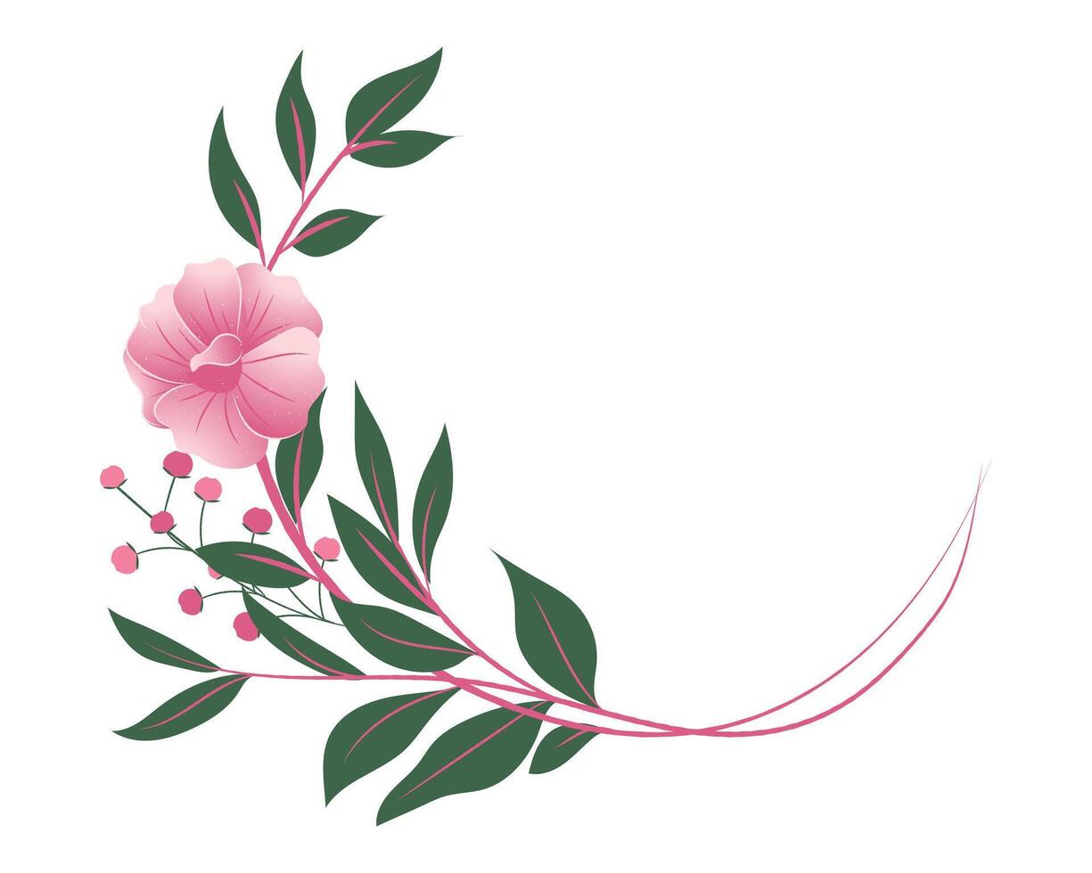 Pink Flowers wreath with bud vector