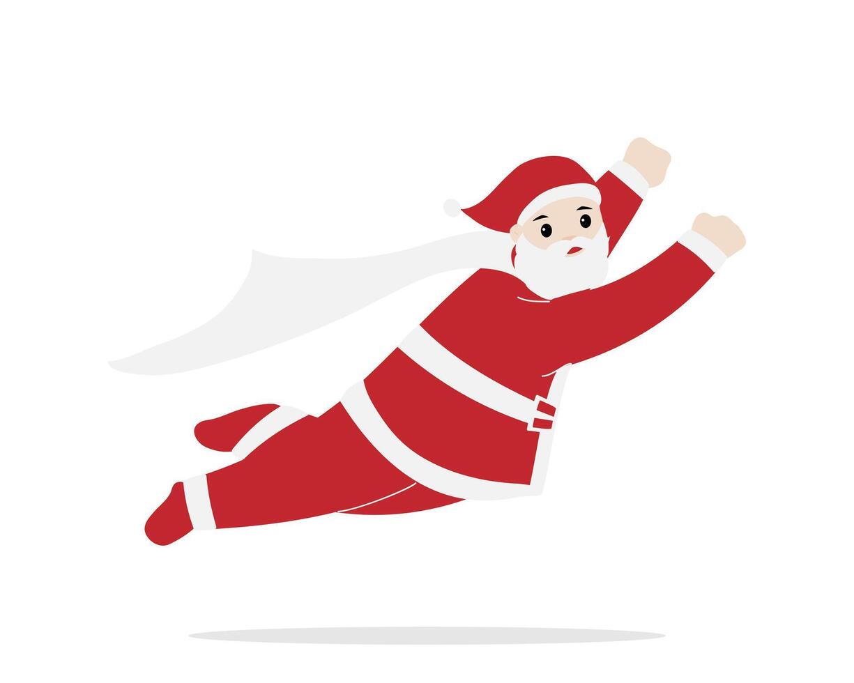 Cute Santa Claus Flying Superhero Illustration vector