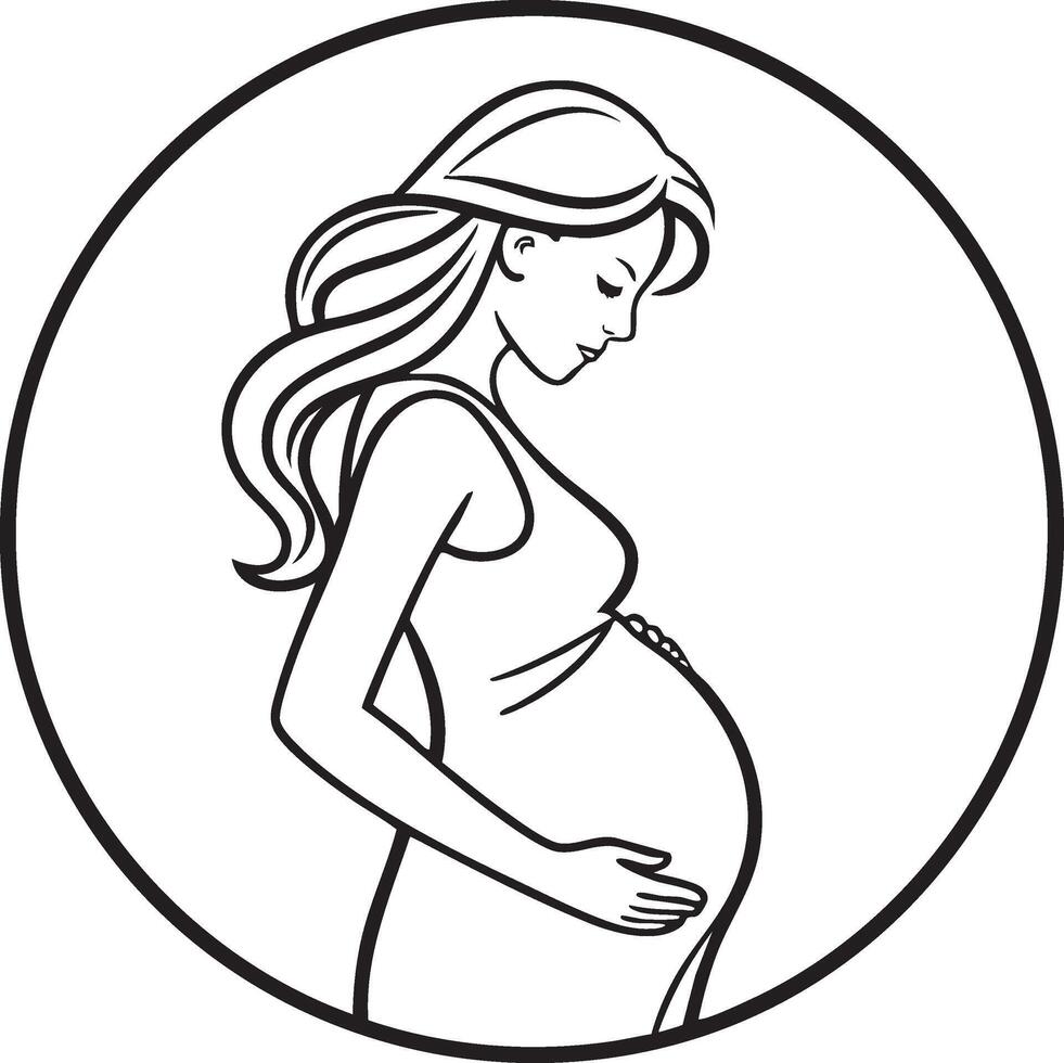 a pregnant woman in a circle outline vector
