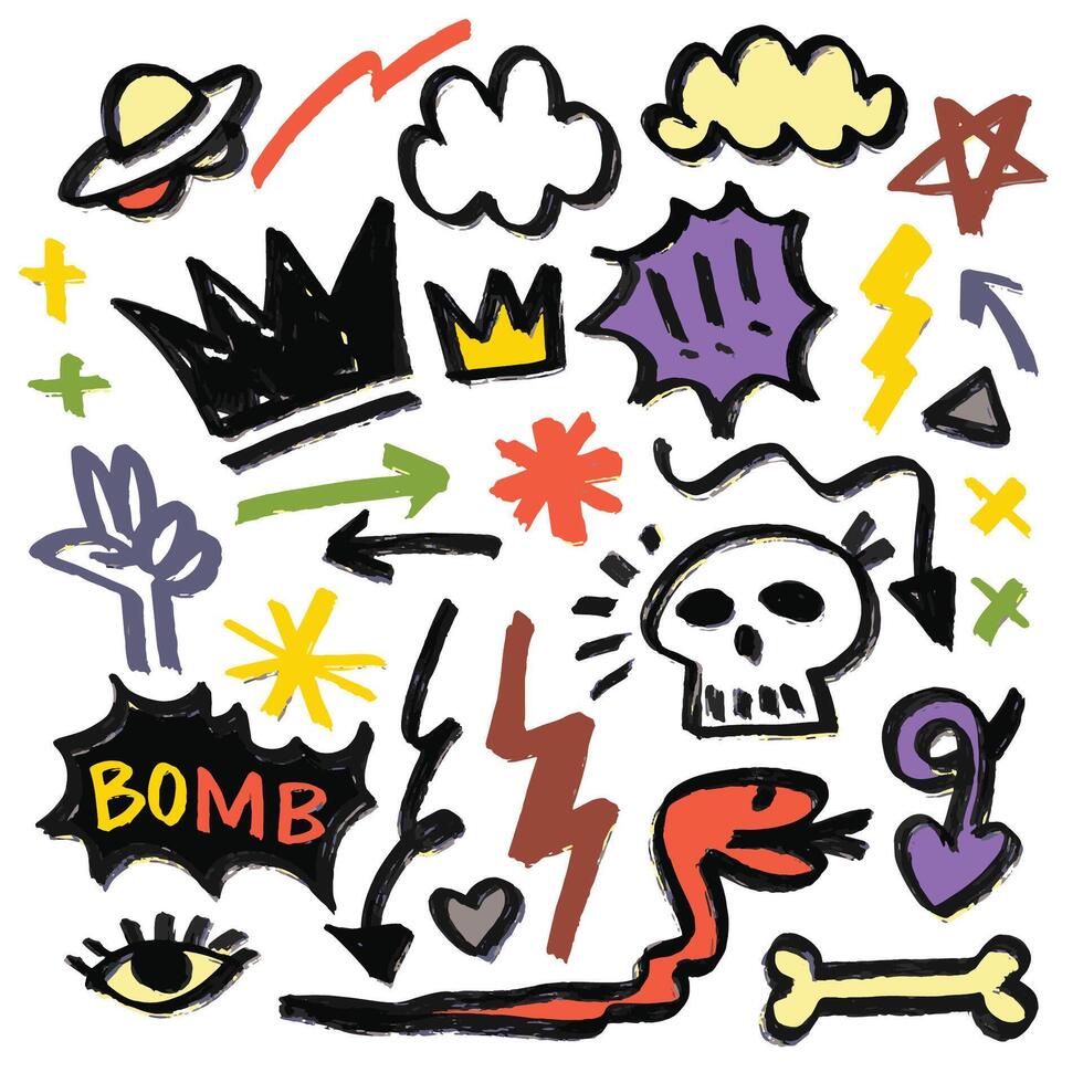 Hand Drawn Abstract Doodle Icons Isolated on White Background vector