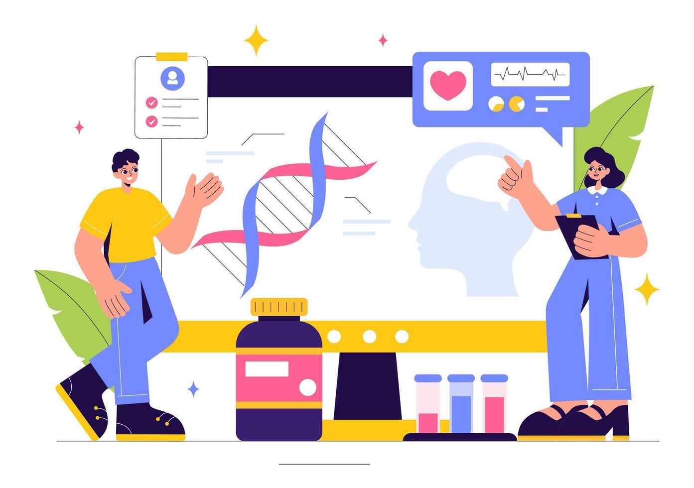 Biohacking Concept Illustration Highlighting Technological Advances in Health vector