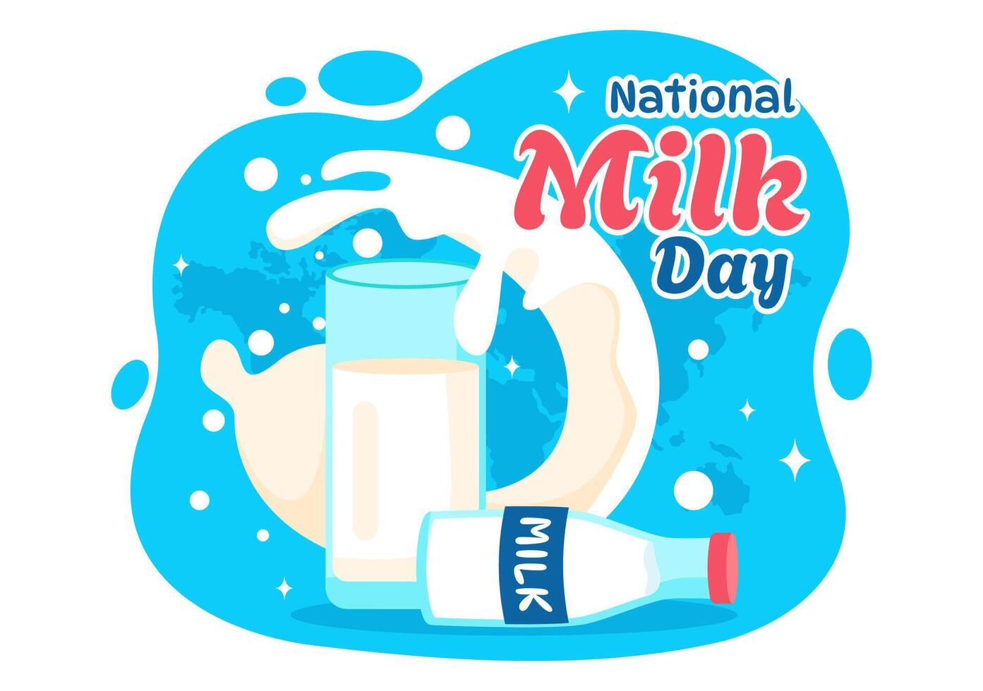 National Milk Day Illustration with Milk Bottle and Happy Cow in Flat Style vector
