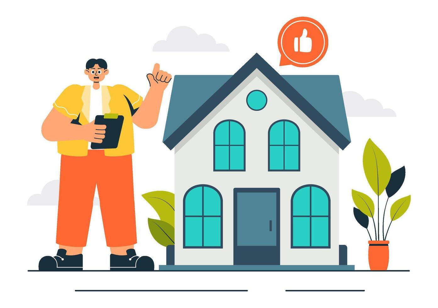 Real Estate Services Open House Illustration Featuring Property Tours in Flat Design vector