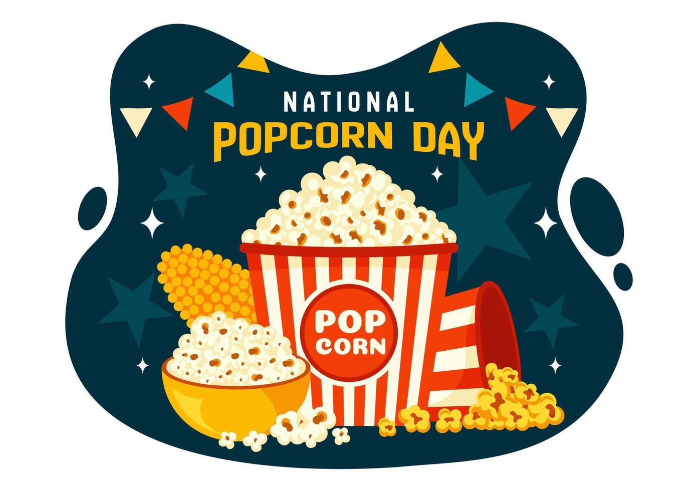 Popcorn Celebration on National Popcorn Day with Cartoon Elements vector