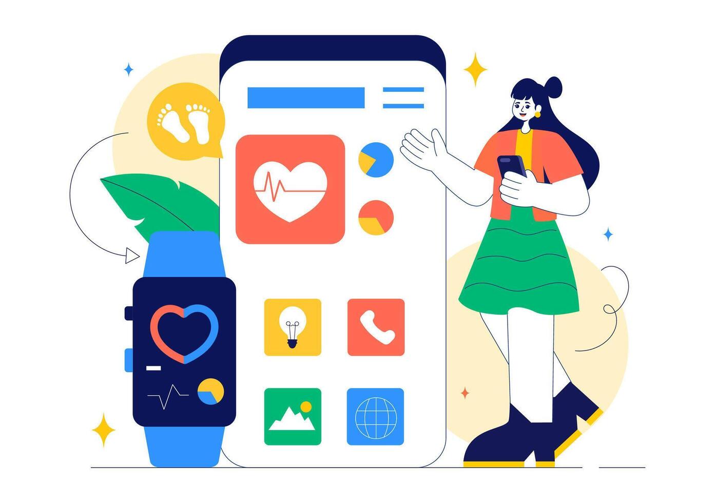 IoT Devices and Networking Illustration in a Flat Style Design vector