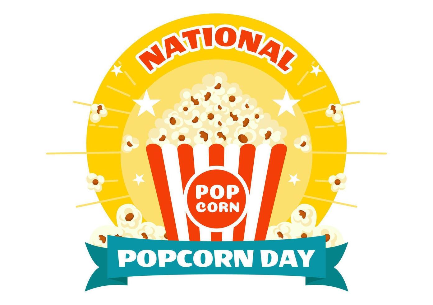 National Popcorn Day Artwork with Cinema Snack in Flat Style vector