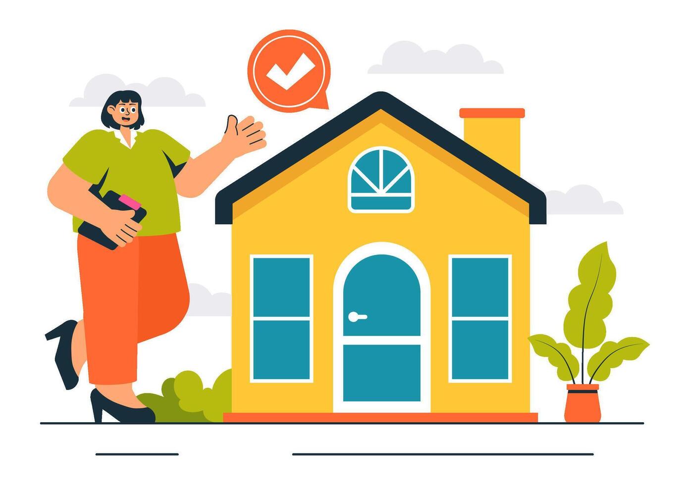 Illustration of an Open House Event for Real Estate Property Showings in Flat Cartoon Background vector