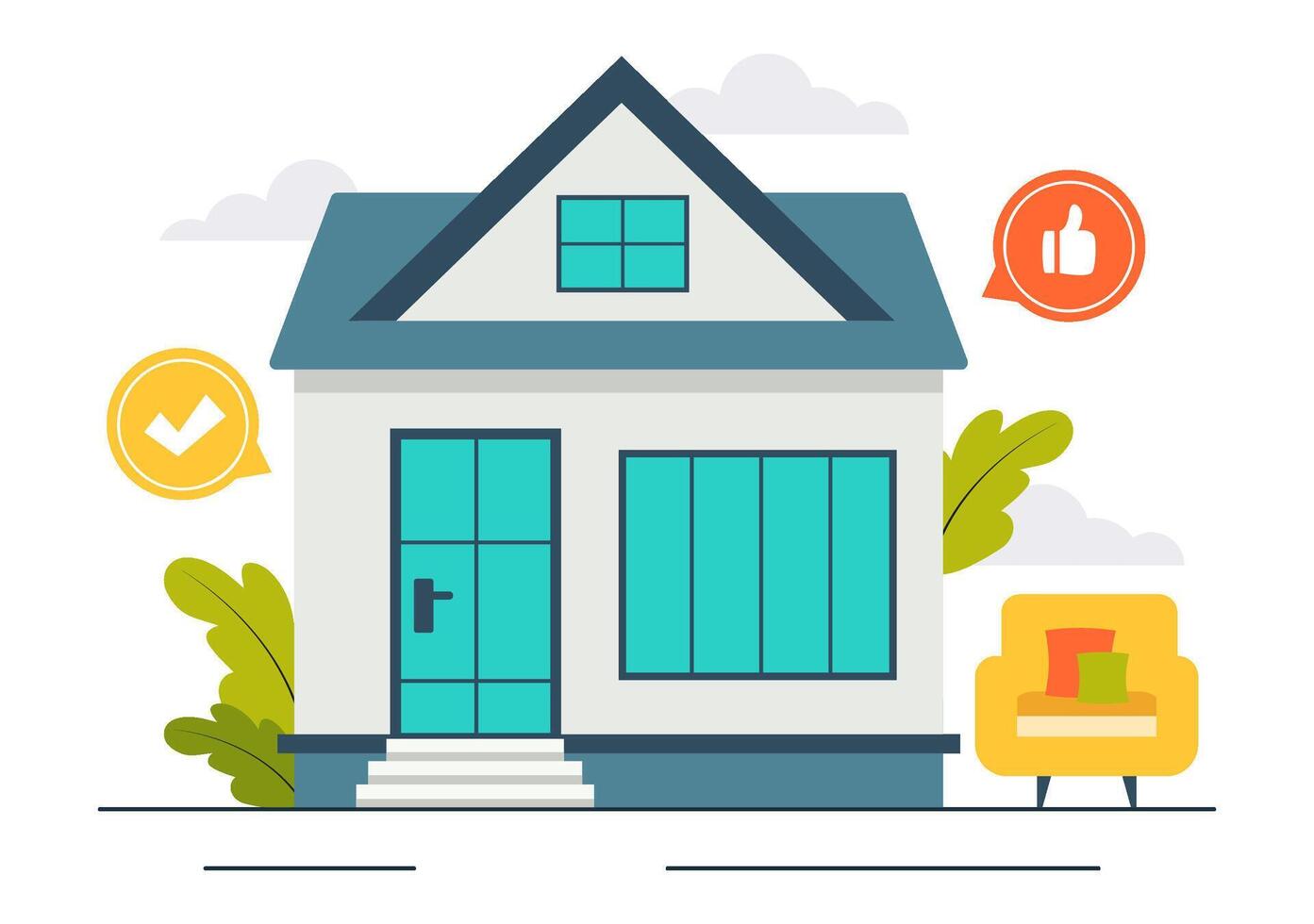 Real Estate Design Showcasing Open House Events and New Home Welcome Services vector