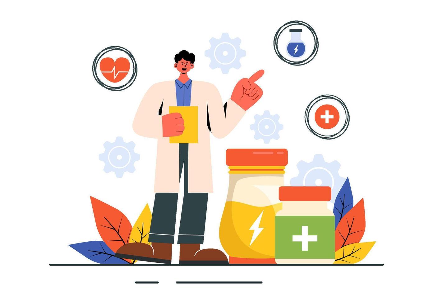 Energy Healing Therapy Illustration Depicting Relaxation and Wellness Practices in Flat Style vector