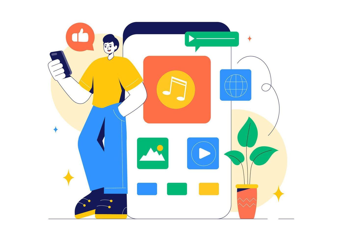 Network of Smart Devices Illustration in Modern Flat Style vector