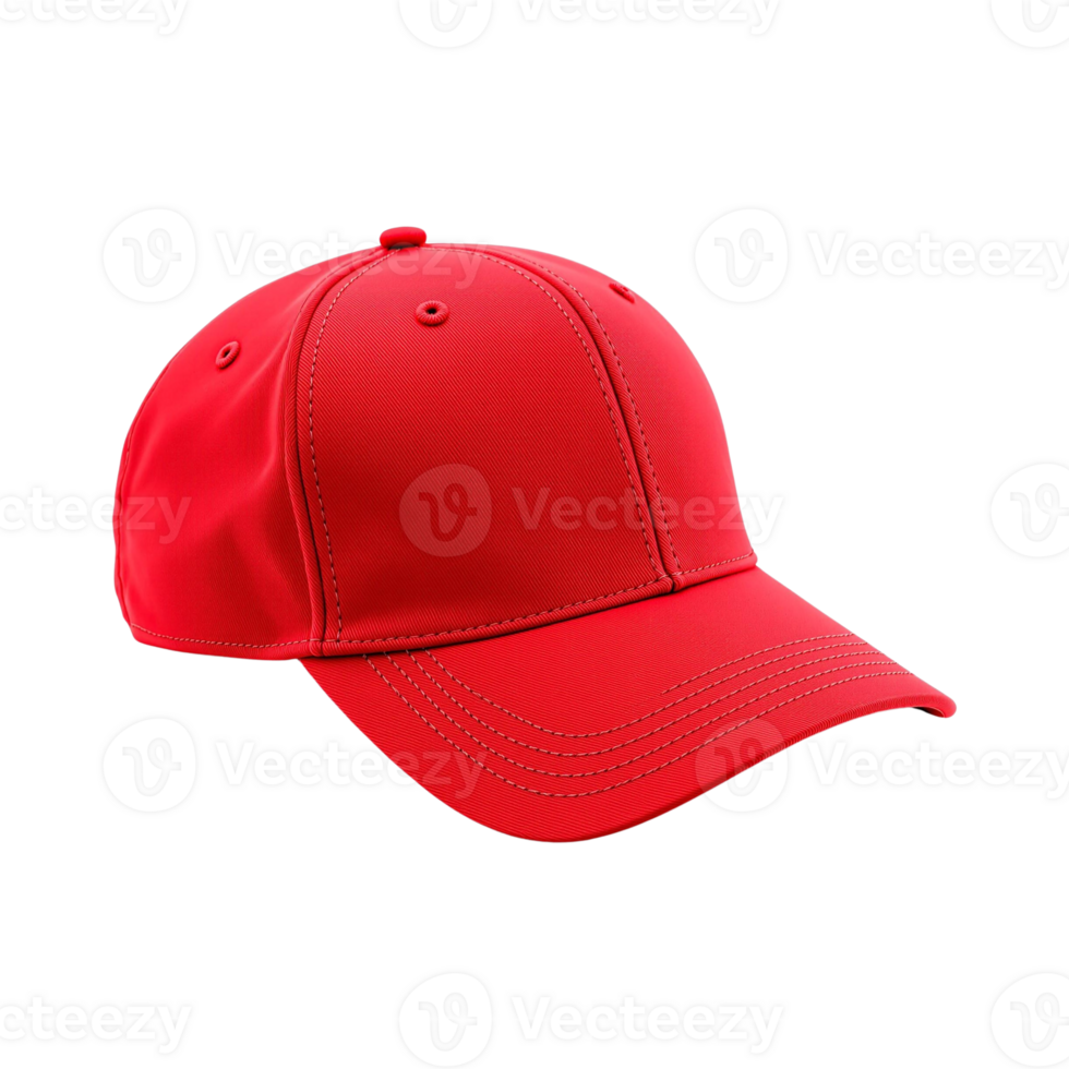 A red baseball cap isolated on transparent background. png