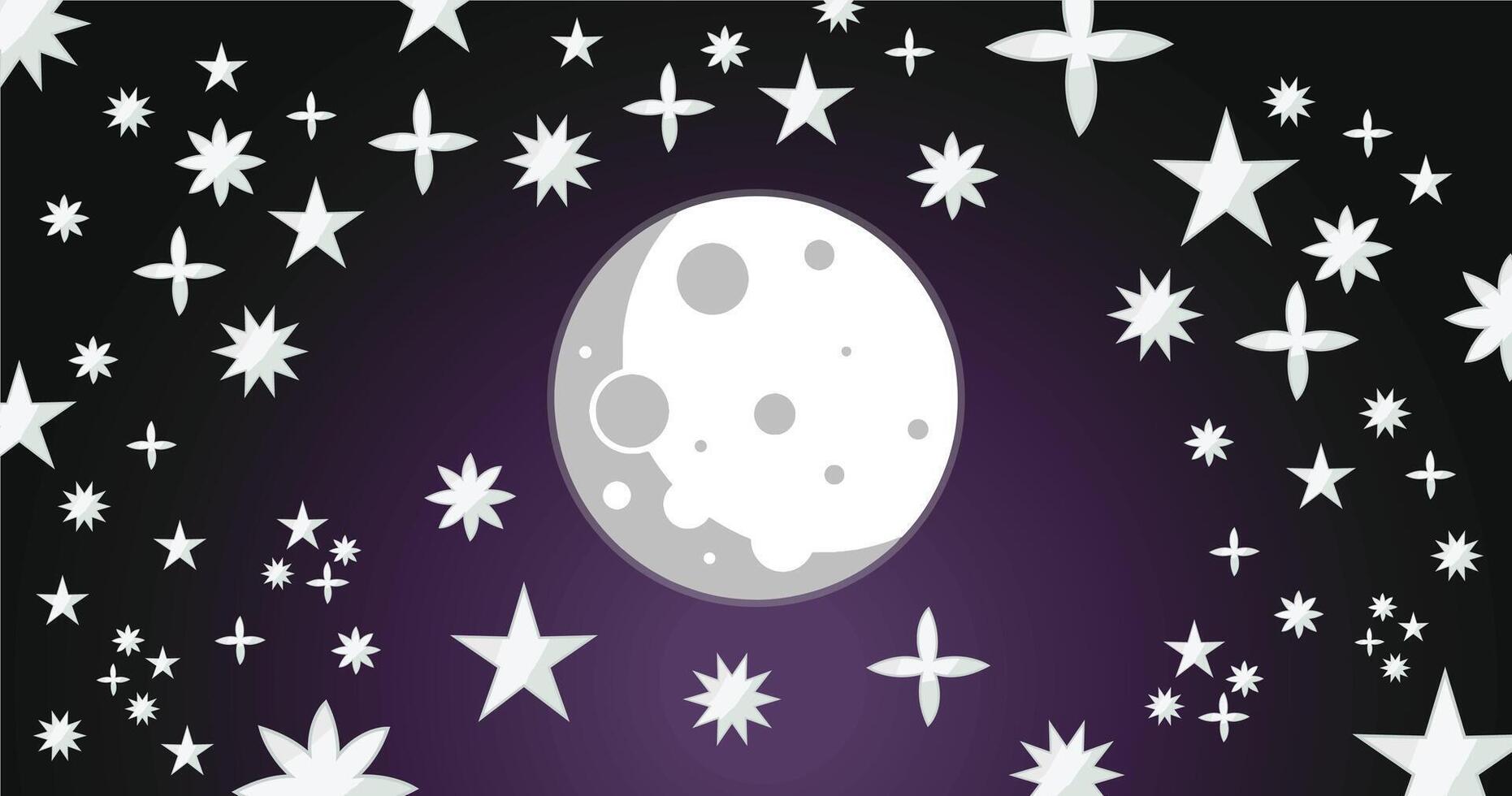 Illustration Outer Space Moon and Galaxy Stars in the Night Sky vector