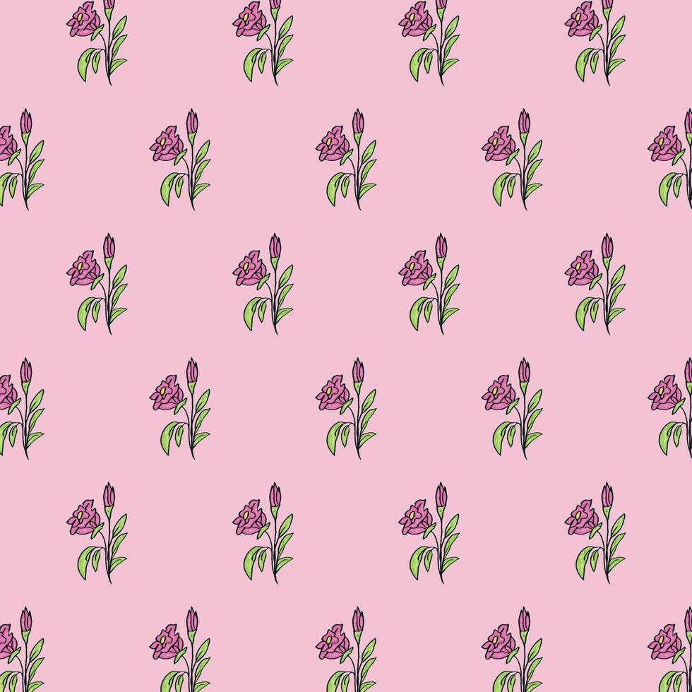 Beautiful Hand Drawn Floral Pattern Pink Background vector