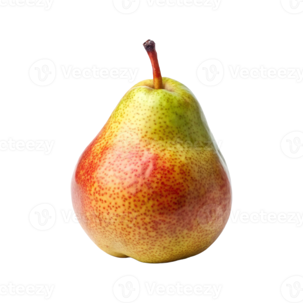 A pear with a red and green spots on transparent background, png