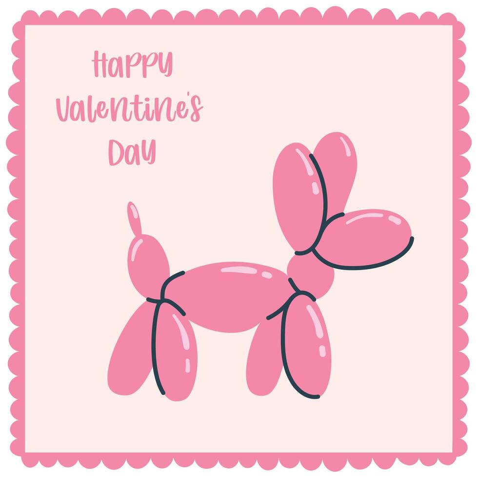 Happy Valentine's day greeting card with bubble dog. Handdrawn illustration. vector