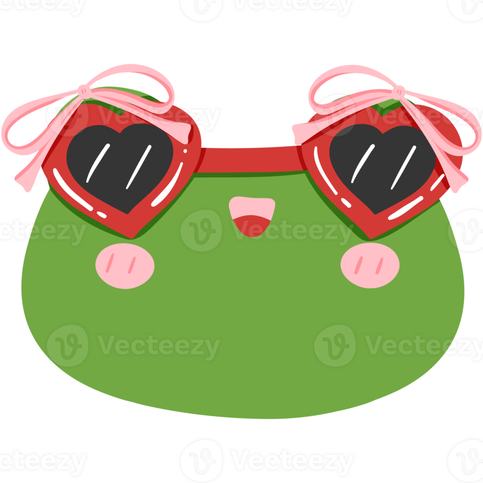 Green frog heart shape glasses png