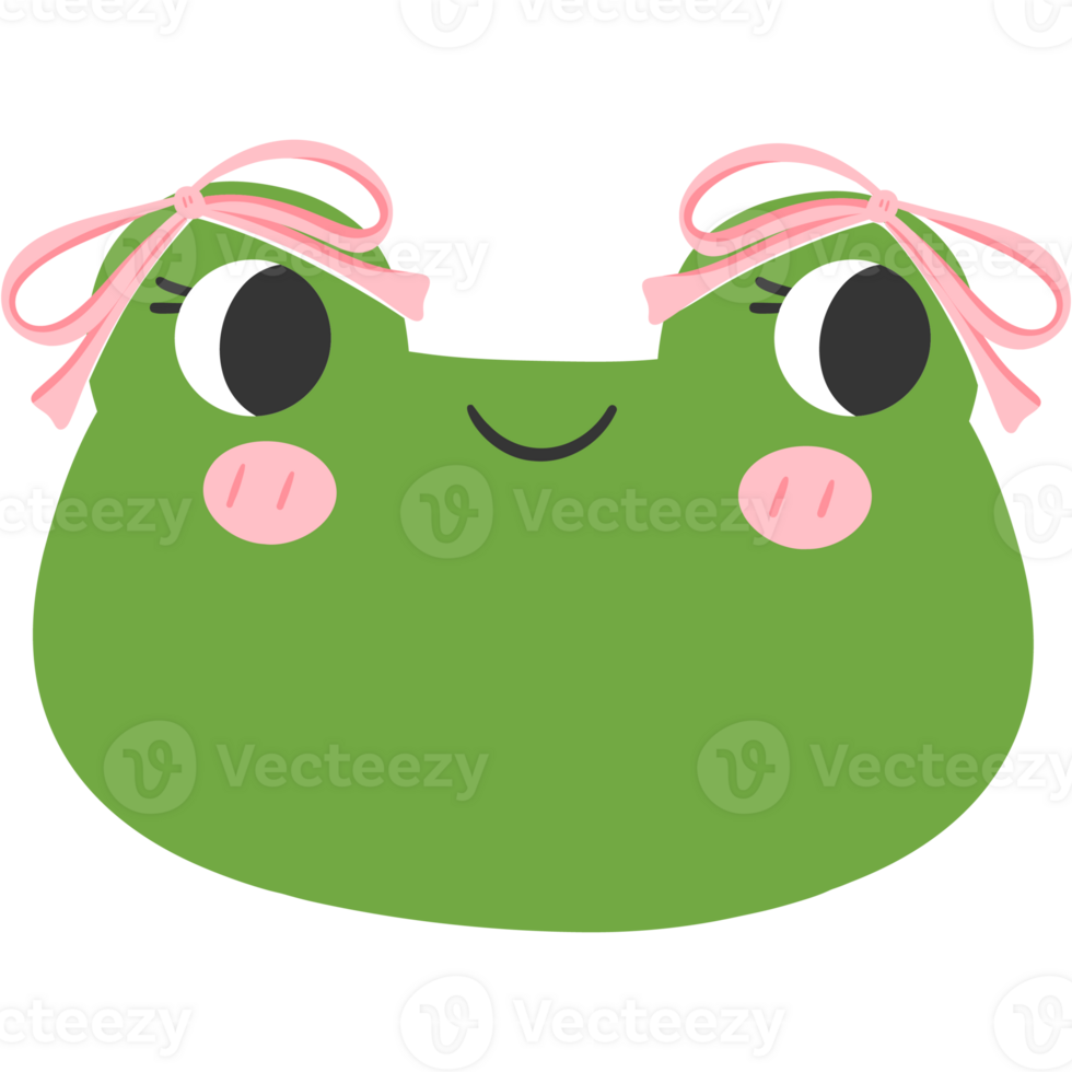 Green frog face character png
