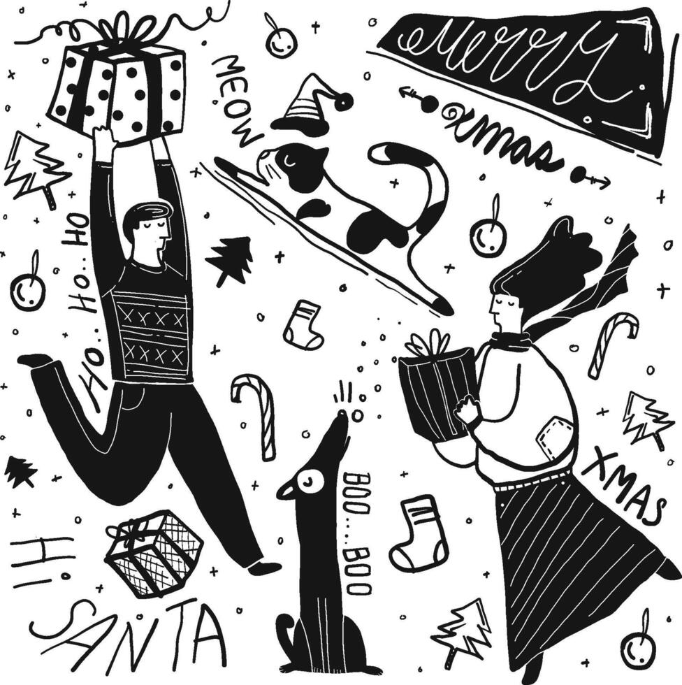 Merry Xmas Doodle vector