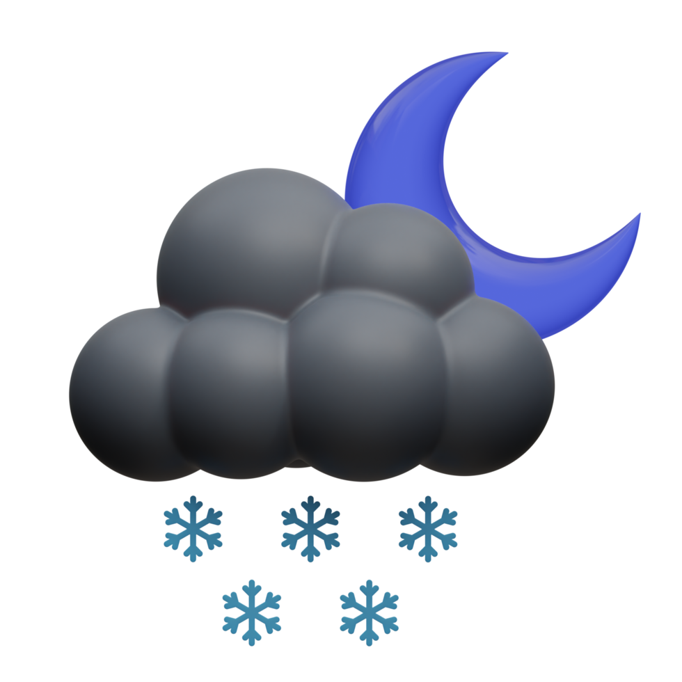snowy night 3D Illustration png