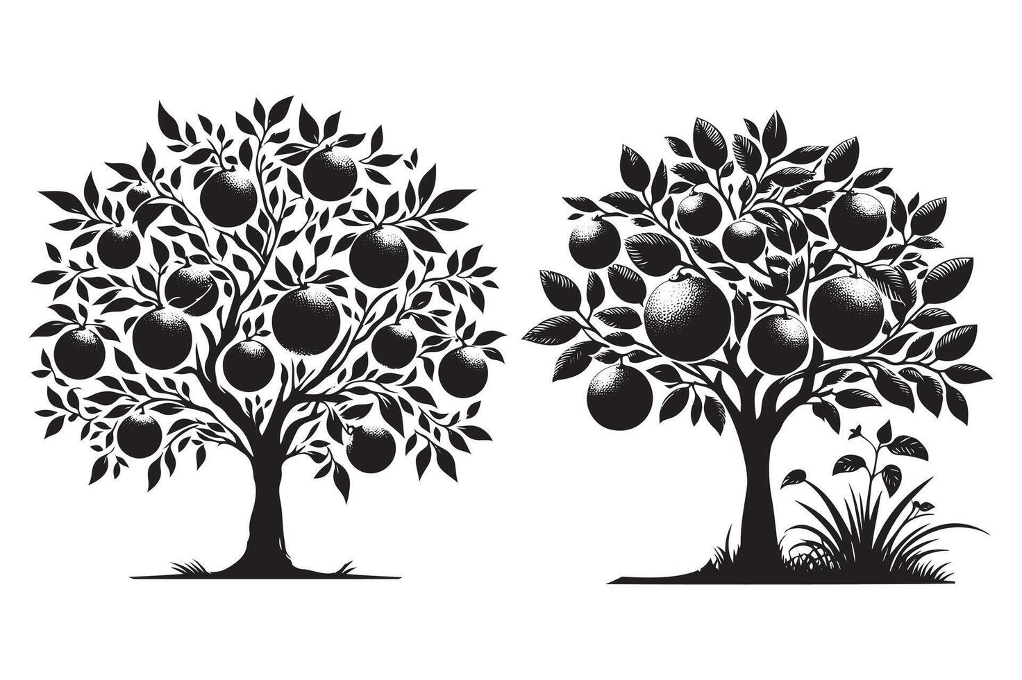 Minimalist Orange Tree Art Design vector