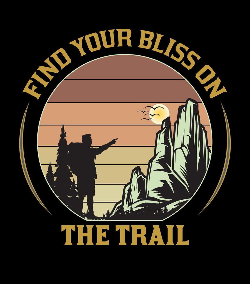 Hiker admiring a sunset over mountains. vector