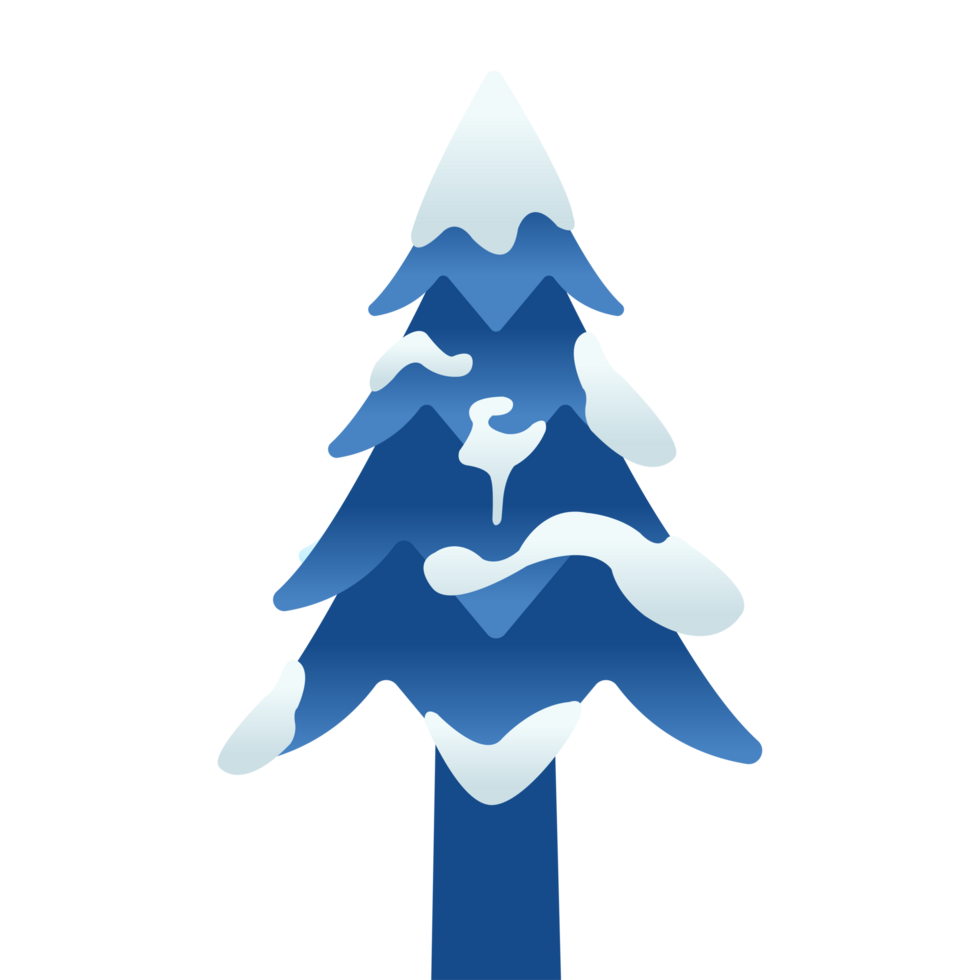 Blue Gradient Pine Tree with Snow for Winter Season on Blue Background png