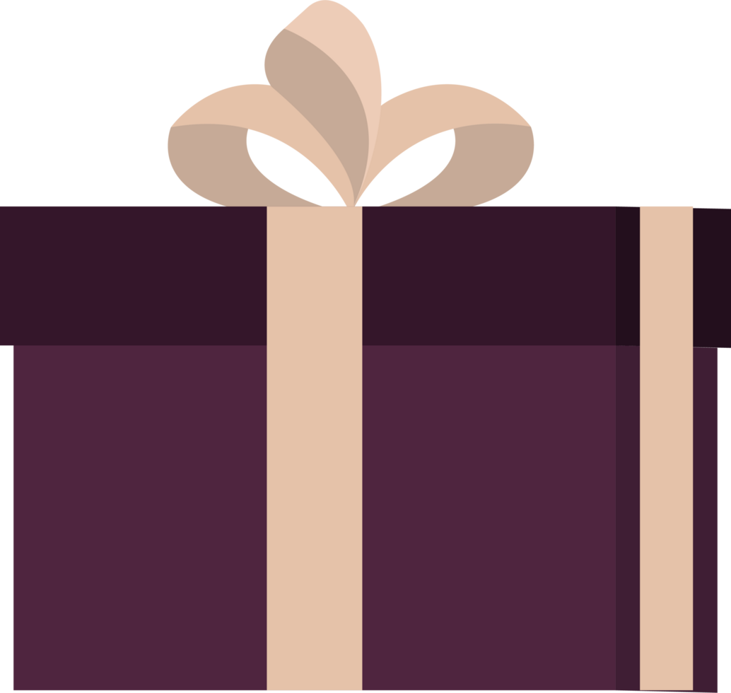 Purple Cube Gift Box with Cream Ribbon png