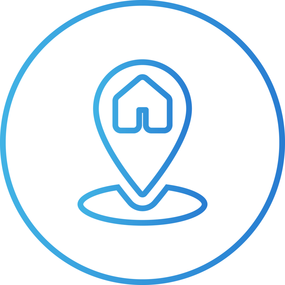 Blue Gradient Maps Circle Home Outline Circle Icon png