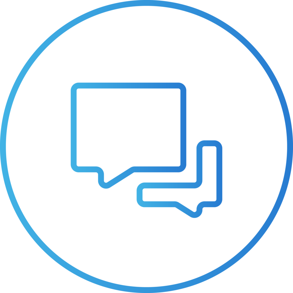 Blue Gradient Double Rectangle Chat Outline Circle Icon png
