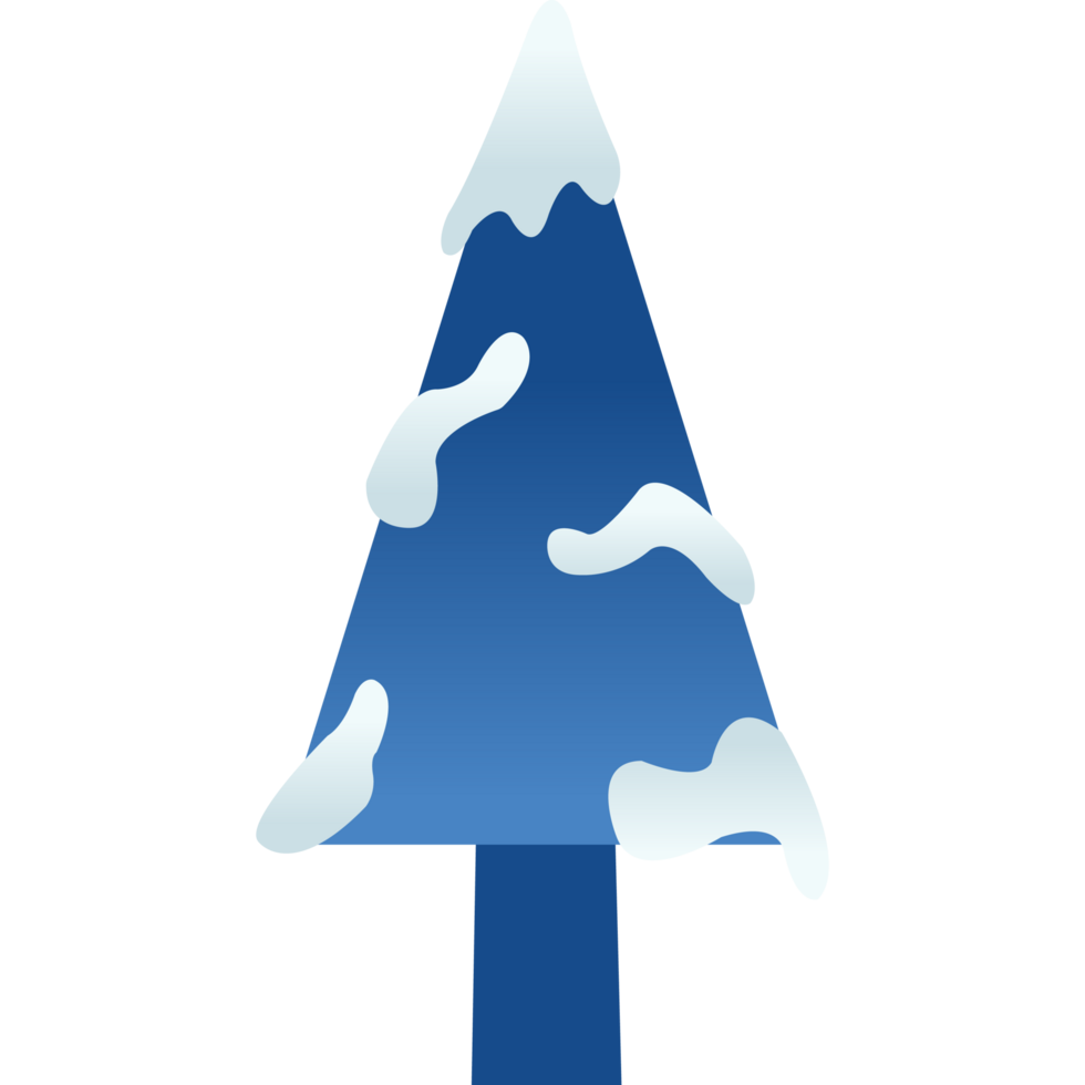 Triangle Blue Gradient Pine Tree with Snow for Winter Season png