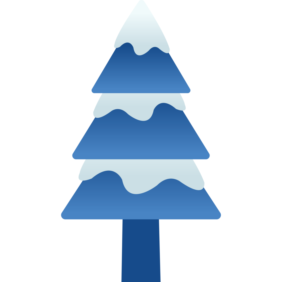 Three Layers of Triangle Blue Gradient Pine Tree with Snow for Winter Season png