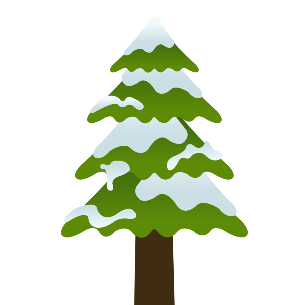 Rounded Pine Tree with Snow for Winter Season on Blue Background png