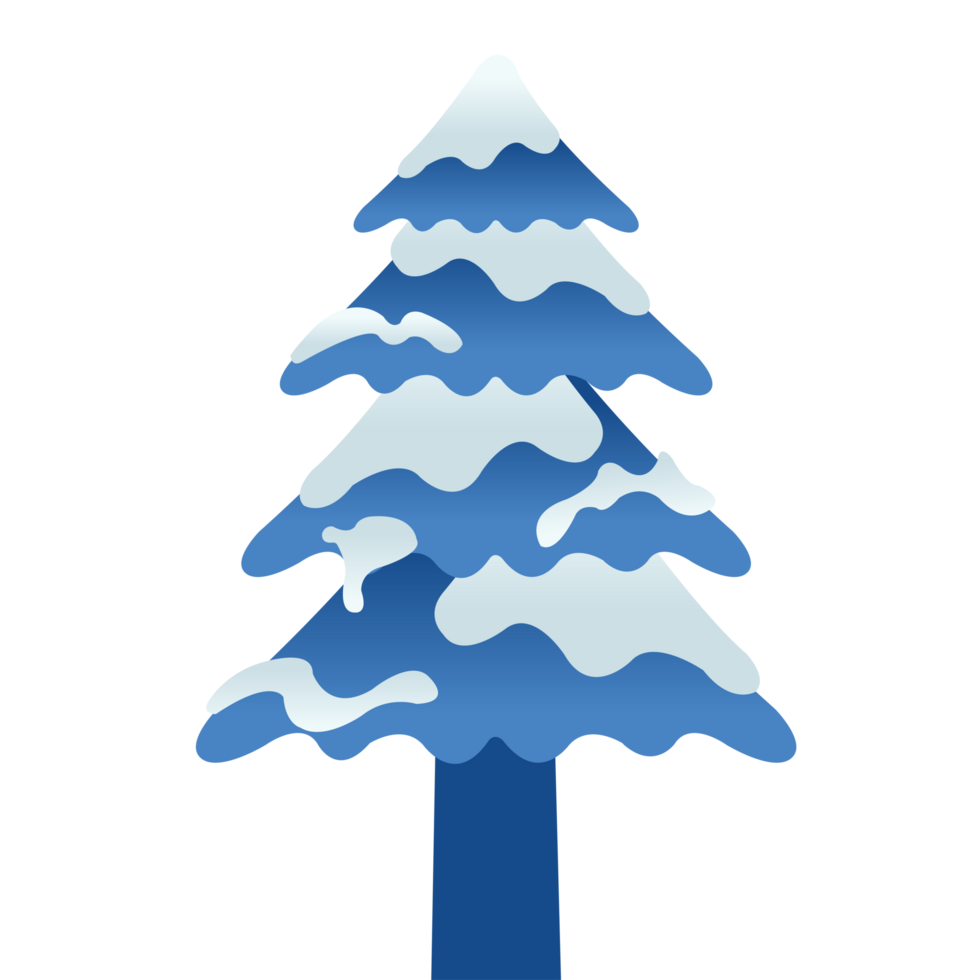 Rounded Blue Gradient Pine Tree with Snow for Winter Season on Blue Background png